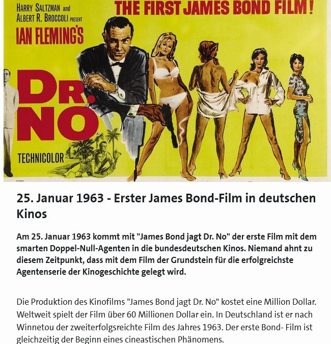 25. Januar 1963 – Erster James Bond-Film in deutschen Kinos